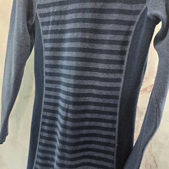 Title Nine Dress Womens XS Blue Stripe Sweater Long Super Power Zip Merino Wool - Picture 9 of 13